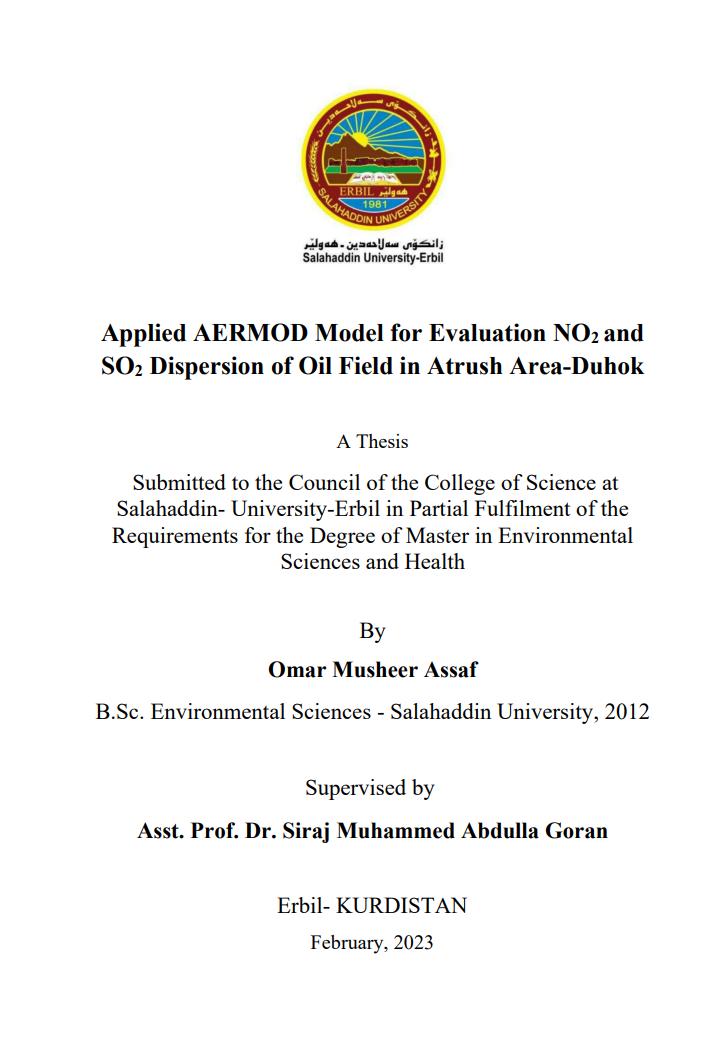 Applied AERMOD Model for Evaluation NO2 and SO2 Dispersion of Oil Field ...